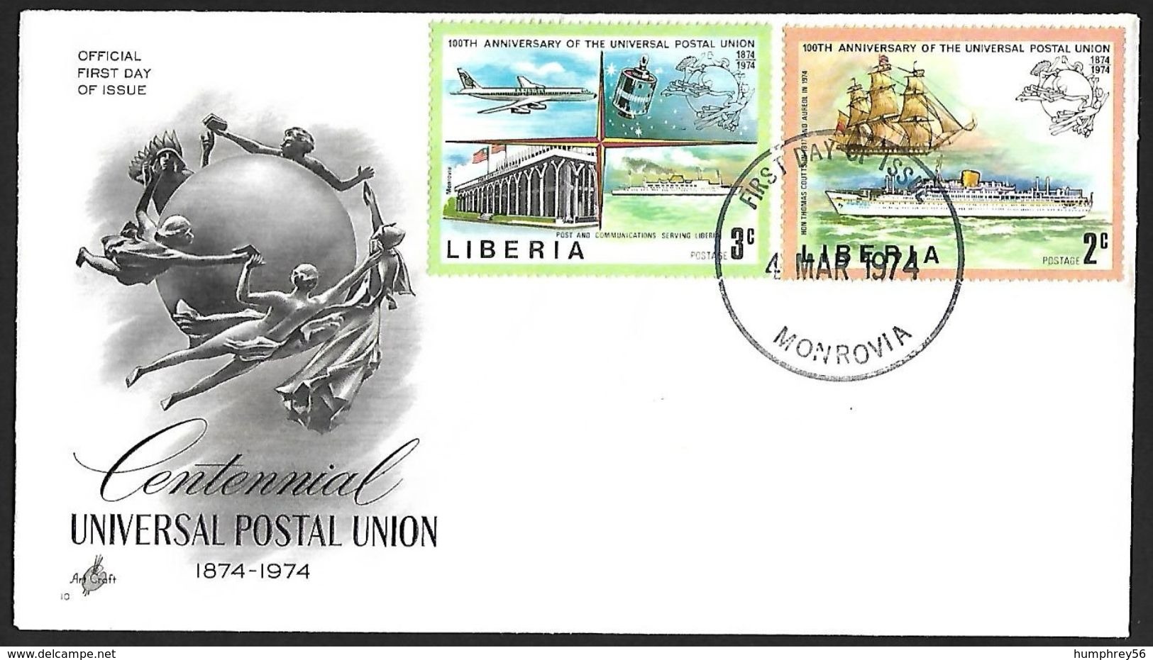 1974 - LIBERIA - FDC + Y&T 633+634 (U.P.U.) + MONROVIA - Liberia