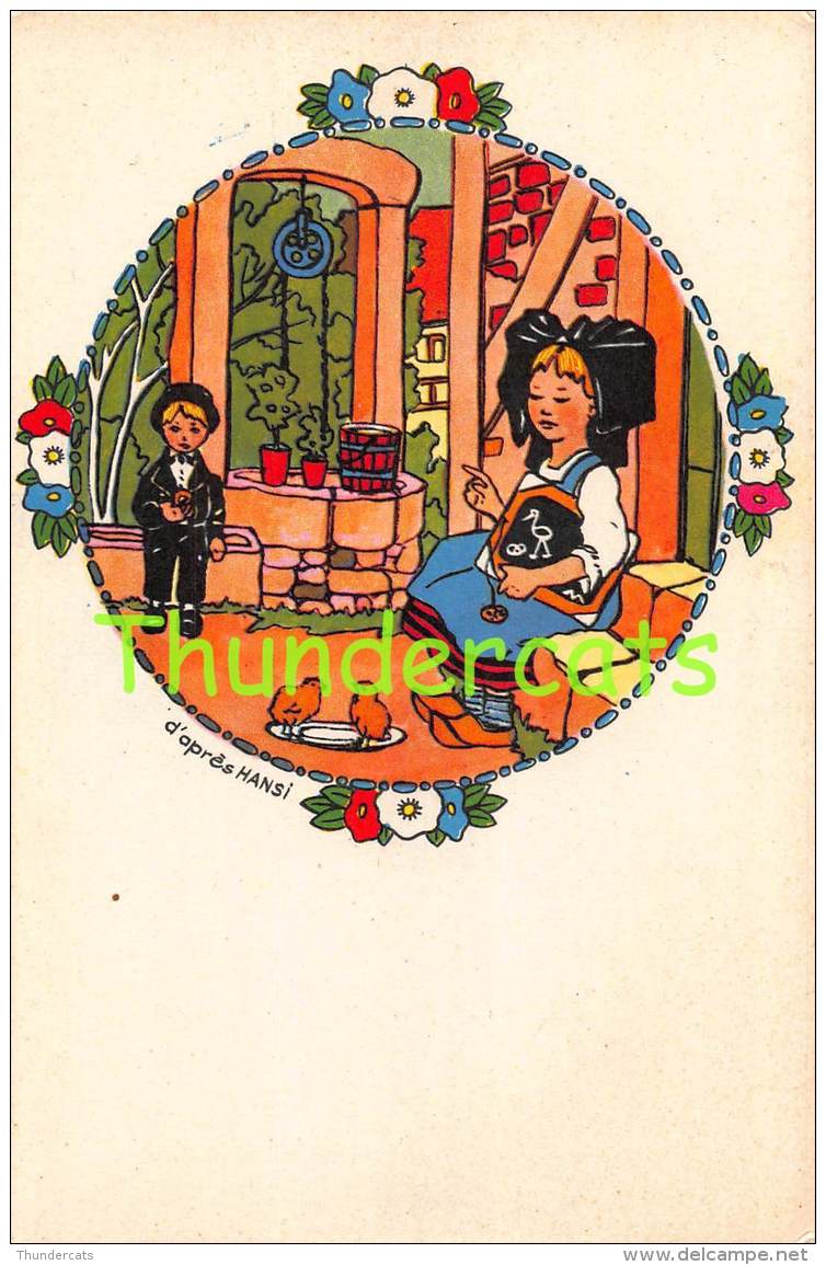 CPA ILLUSTRATEUR ENFANT D'APRES HANSI  ARTIST SIGNED CHILDREN CARD  RELAIS GASTRONOMIQUE HANSI A BENNWIHR COLMAR - Hansi