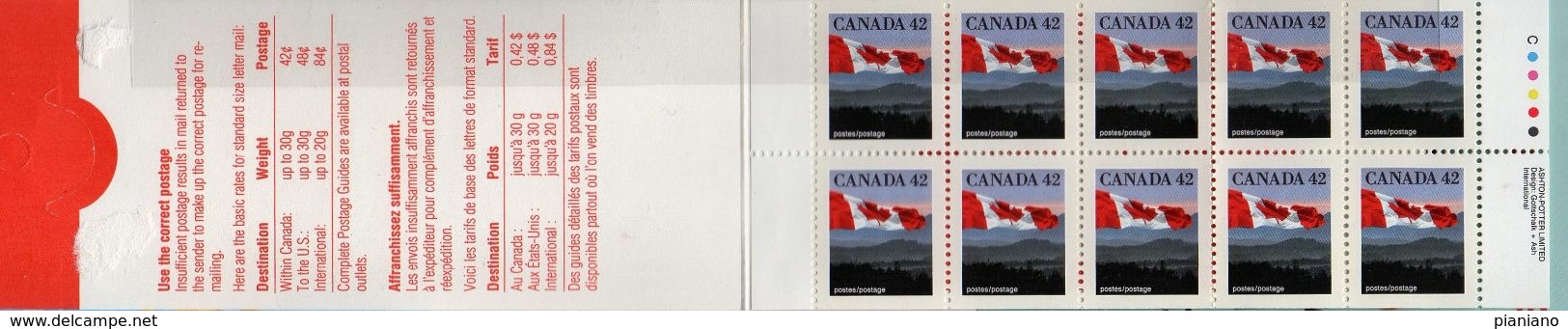 PIA  -  Canada  -  1991  : Francobollo Di Uso Corrente - Bandiera Nazionale . Carnet -   (Yv C1222a) - Nuovi
