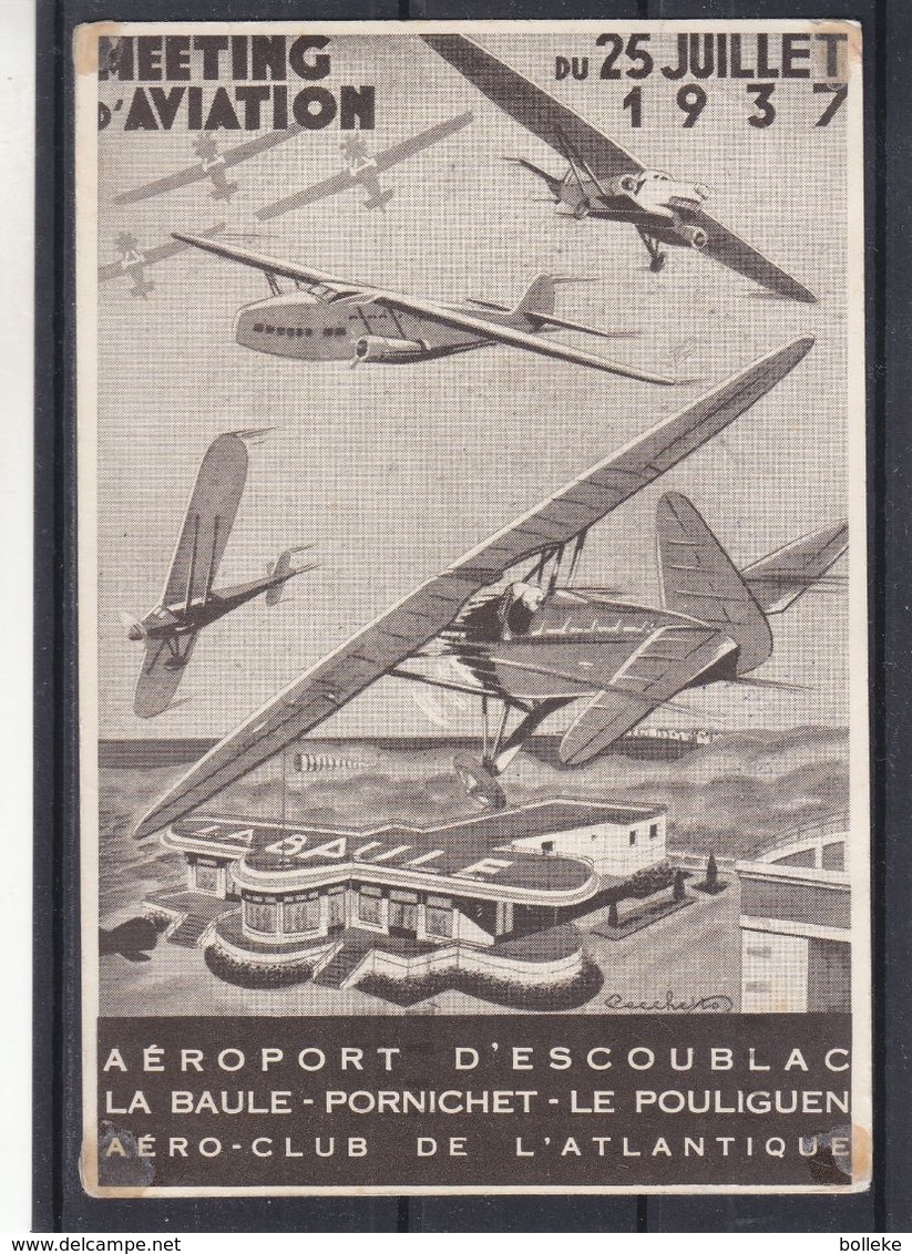 France - Carte Postale De 1937 - Oblit Bleue Railly ...aérien - Exp Vers Mulhouse - Cachet De Paris - Mermoz - Covers & Documents