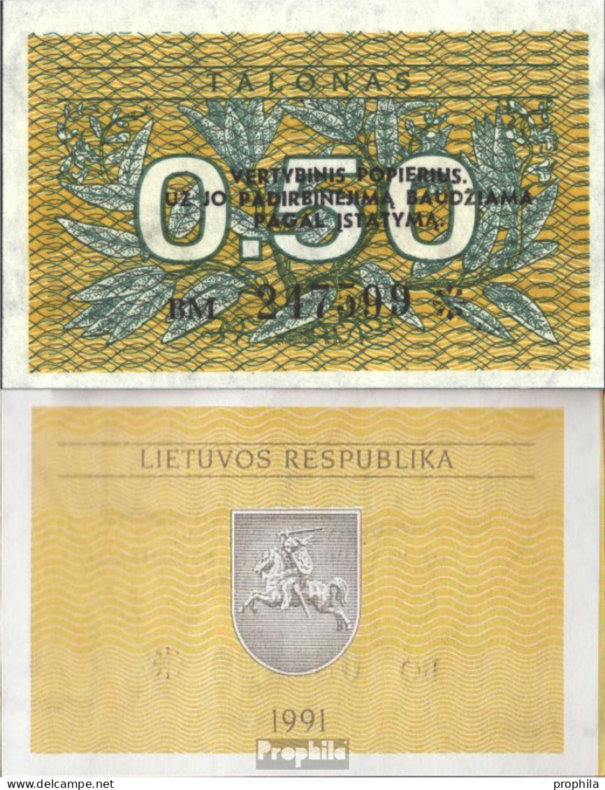 Litauen Pick-Nr: 31b Bankfrisch 1991 0,50 Talonas - Lituanie