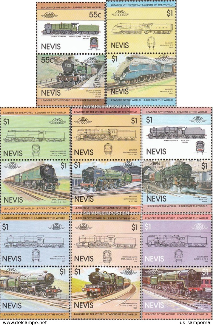 Nevis 115-130 Couples (complete Issue) Unmounted Mint / Never Hinged 1983 Locomotives - St.Kitts And Nevis ( 1983-...)