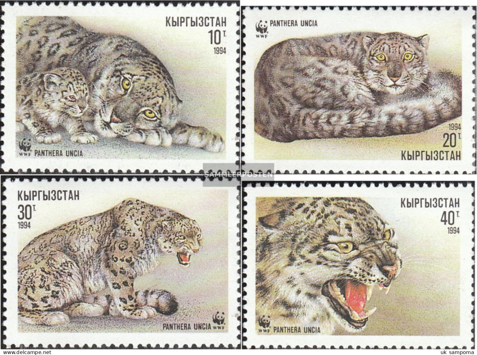 Kirgisistan 22-25 (complete Issue) Unmounted Mint / Never Hinged 1994 Snow Leopard - Kyrgyzstan