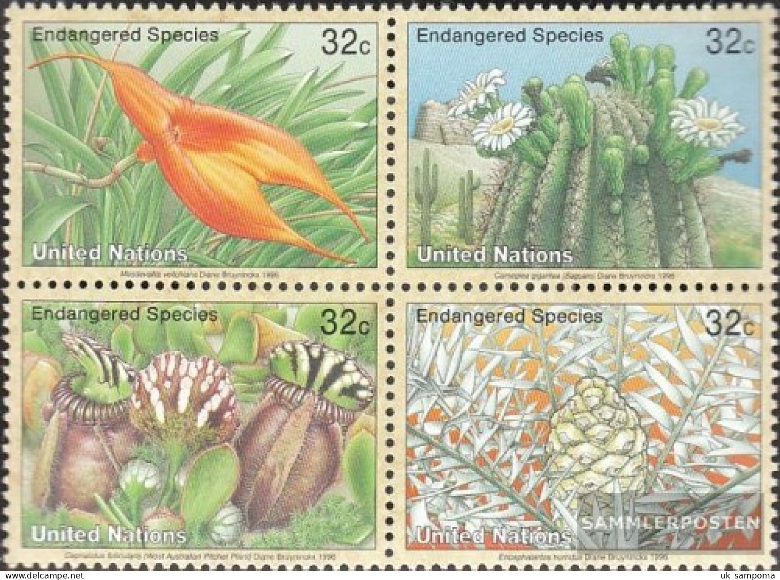 UN - New York 707-710 Block Of Four (complete Issue) Unmounted Mint / Never Hinged 1996 Affected Plants - Unused Stamps