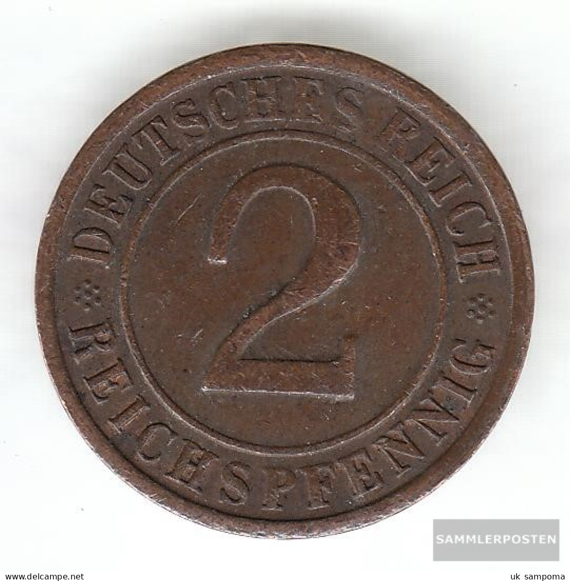 German Empire Jägernr: 314 1925 E Very Fine Bronze Very Fine 1925 2 Reich Pfennig Ährengarbe - 2 Rentenpfennig & 2 Reichspfennig