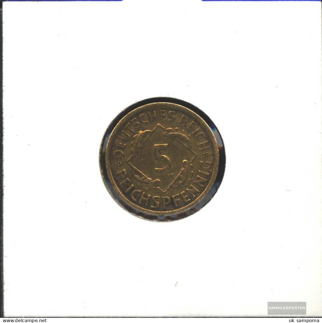 German Empire Jägernr: 316 1935 D Very Fine Aluminum-Bronze Very Fine 1935 5 Reich Pfennig Spikes - 5 Reichspfennig