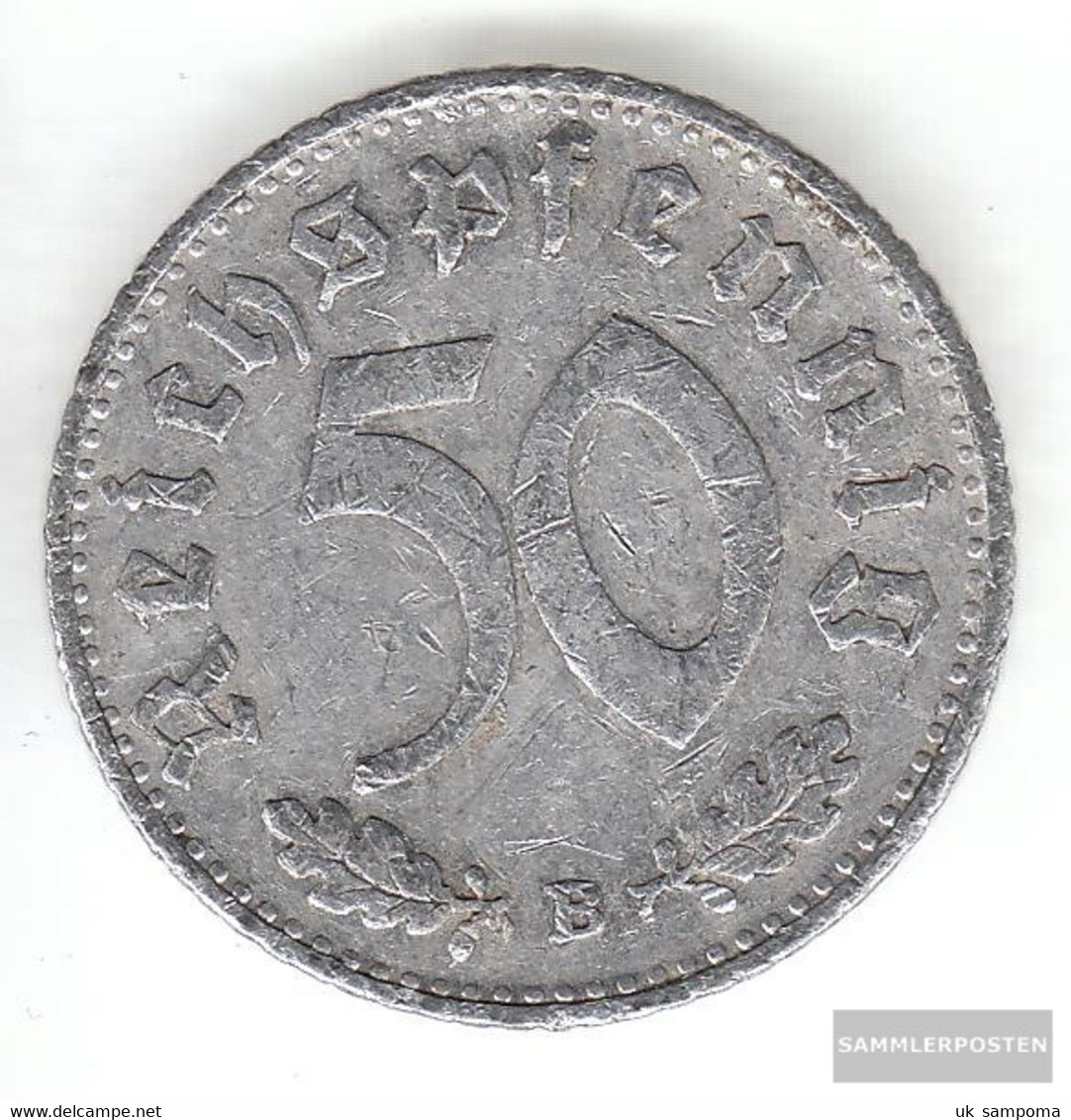 German Empire Jägernr: 372 1941 A Very Fine Aluminum Very Fine 1941 50 Reich Pfennig Imperial Eagle - 50 Reichspfennig