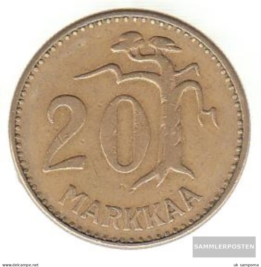 Finland Km-number. : 39 1954 Very Fine Aluminum-Bronze Very Fine 1954 20 Markkaa Leo In District - Finland
