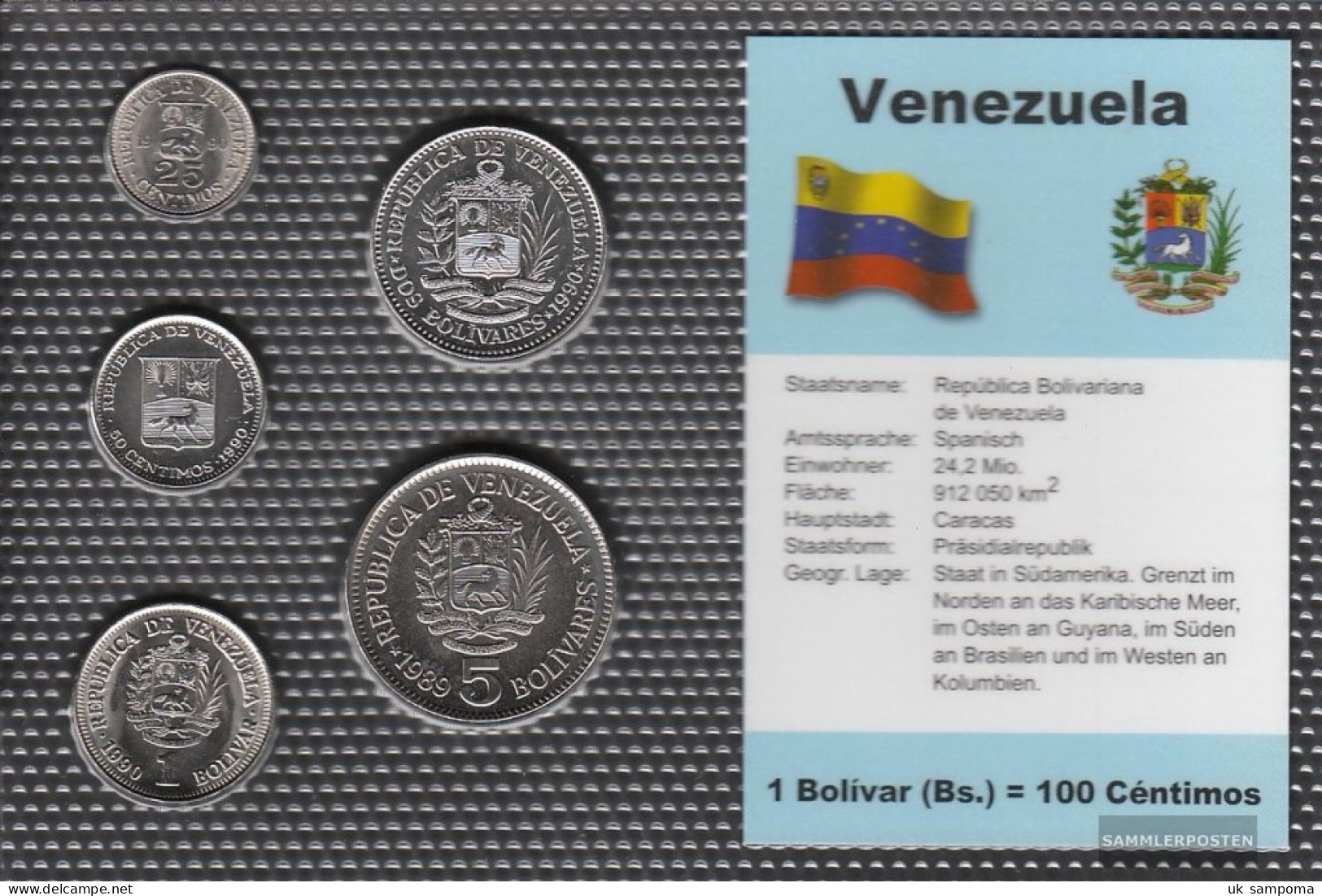 Venezuela Stgl./unzirkuliert Kursmünzen Stgl./unzirkuliert 1989-1990 25 Centimos Until 5 Venezuelan Bolivar - Venezuela