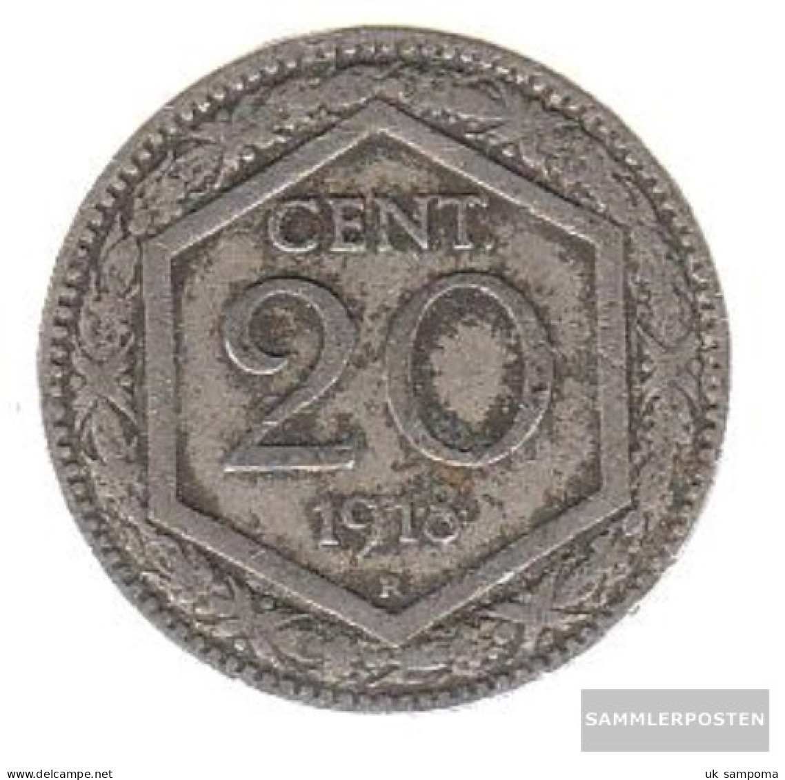 Italy Km-number. : 58 1919 Very Fine Copper-Nickel Very Fine 1919 20 Centesimi Crest, Überprägung De - 1900-1946 : Victor Emmanuel III & Umberto II
