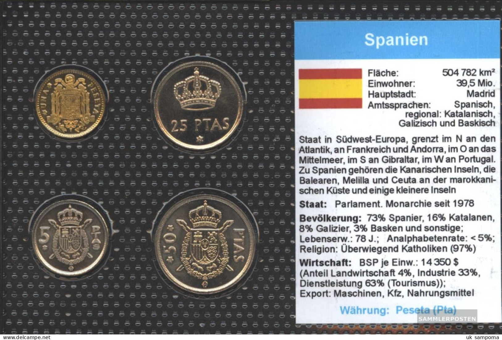 Spain 1975 Stgl./unzirkuliert Kursmünzen Stgl./unzirkuliert 1975 1 Peseta Until 50 Pesetas - 1 Peseta