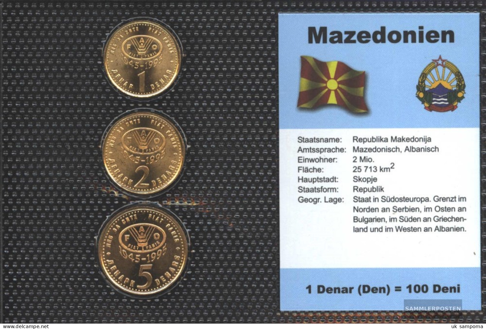 Makedonien 1995 Stgl./unzirkuliert Kursmünzen Stgl./unzirkuliert 1995 1 Denar Until 5 Denar - North Macedonia
