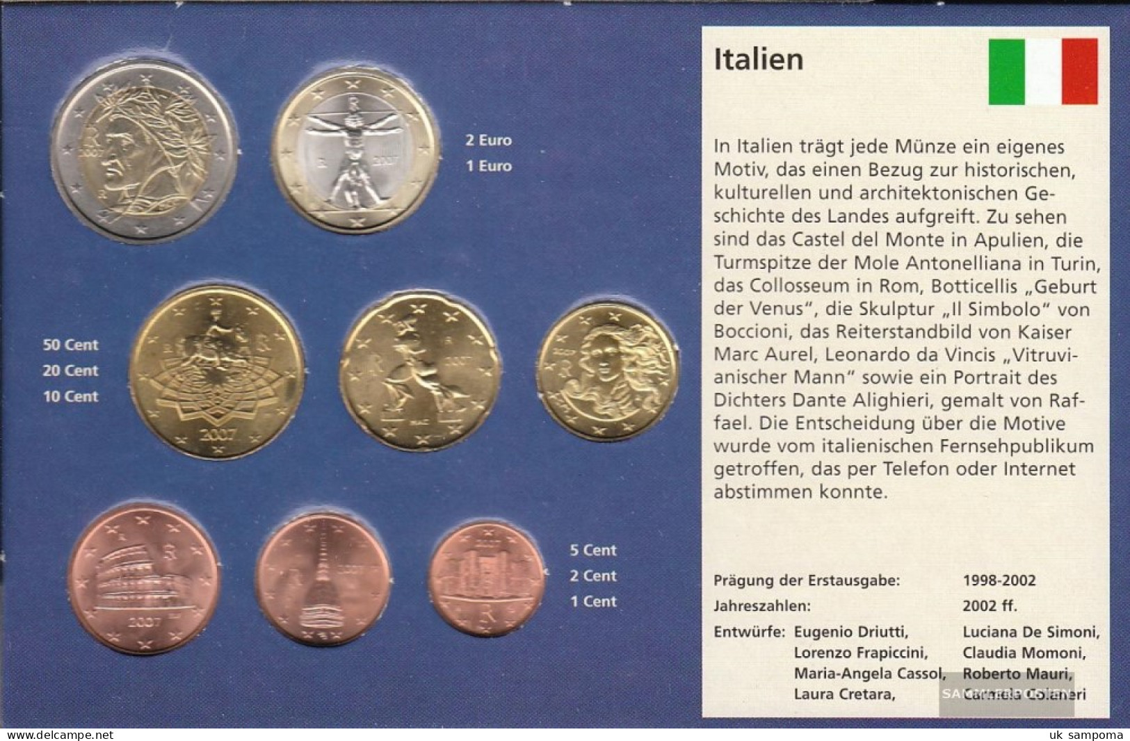 Italy 2007 Stgl./unzirkuliert Kursmünzensatz Stgl./unzirkuliert 2007 Euro-reprint - Italy