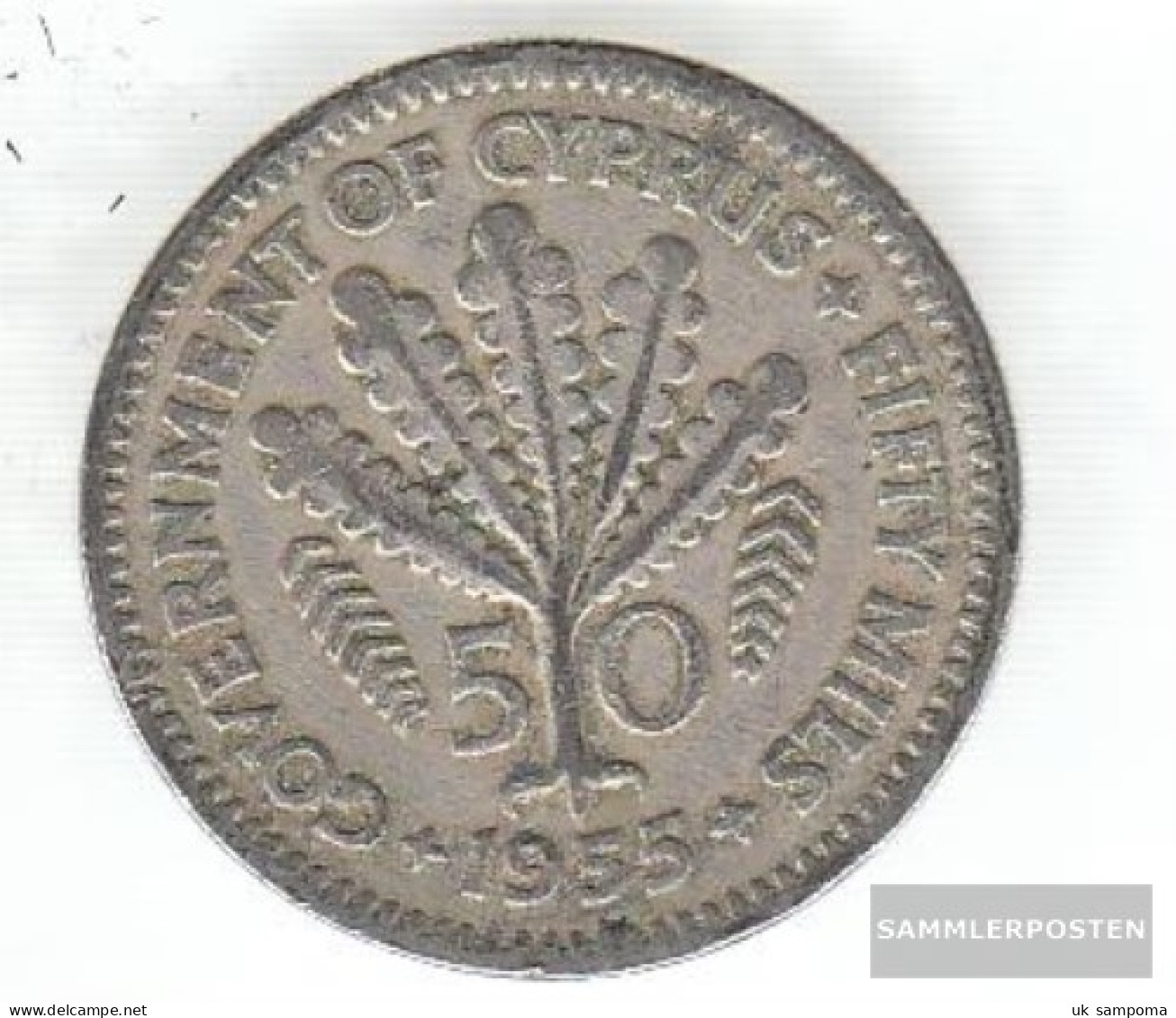 Cyprus Km-number. : 36 1955 Very Fine Copper-Nickel Very Fine 1955 50 Mils Elizabeth II. - Cyprus