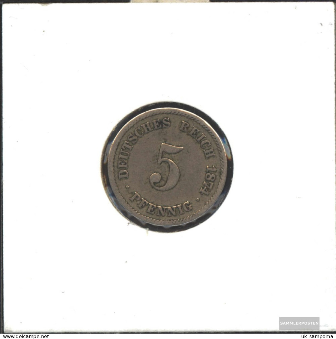 German Empire Jägernr: 3 1875 J Fine Copper-Nickel Fine 1875 5 Pfennig Smaller Imperial Eagle - 5 Pfennig