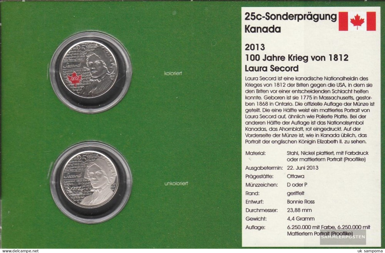 Canada Km-number. : New 2013 Stgl./unzirkuliert Steel, Nickel Plattiert Koloriet And Unkoloriert Stgl./unzirkuliert 2013 - Canada