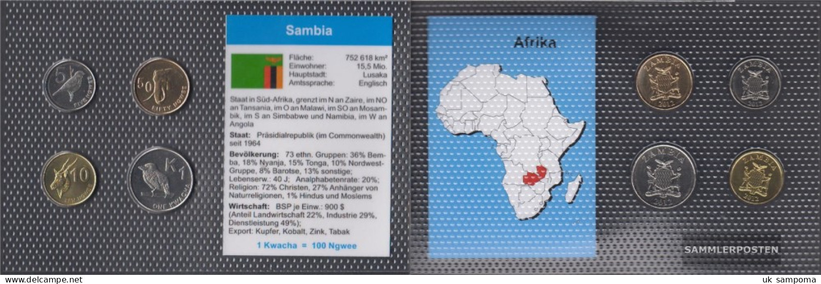 Sambia 2012 Stgl./unzirkuliert Kursmünzen Stgl./unzirkuliert 2012 5 Ngwee Until 1 Kwacha - Zambia