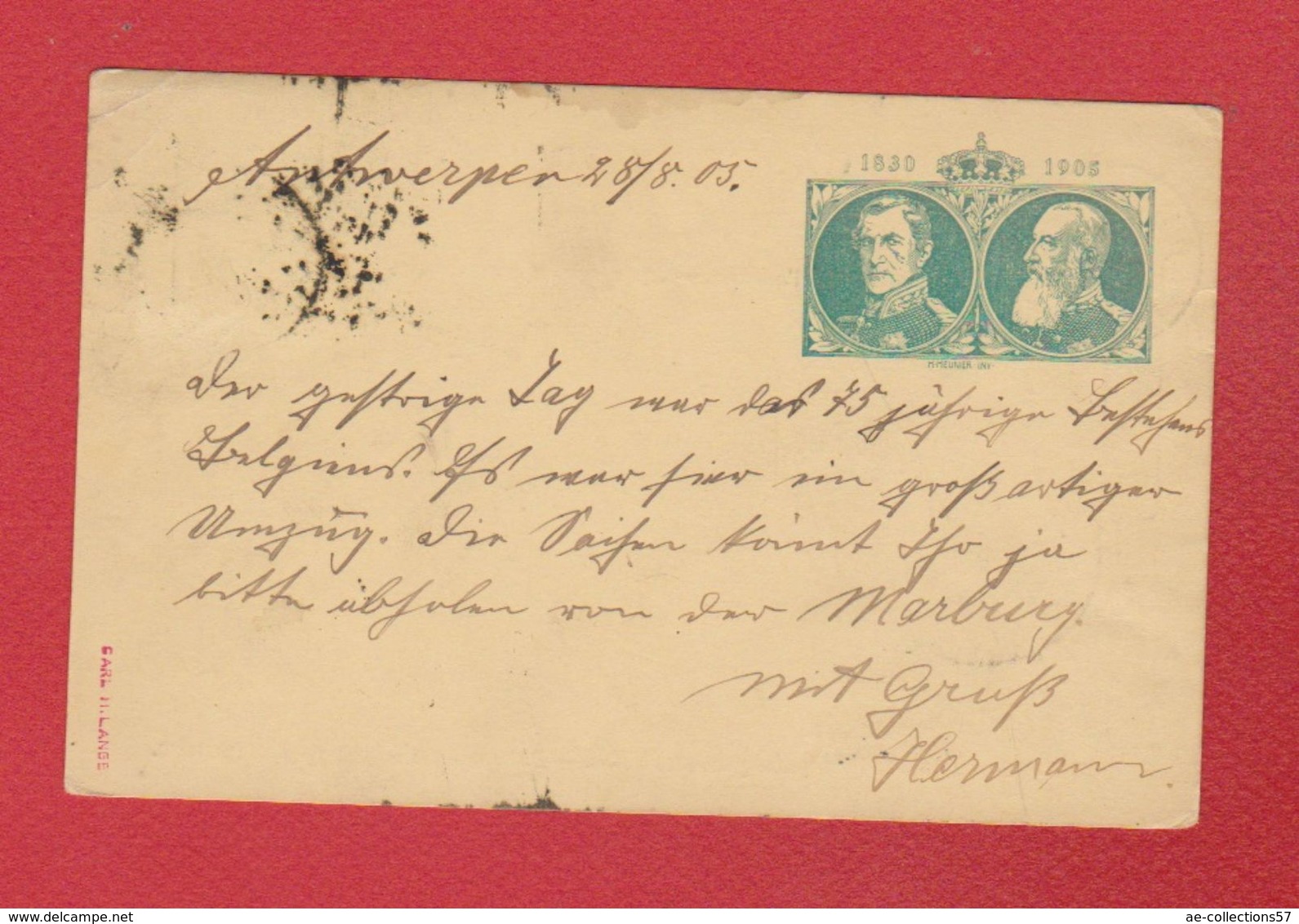 Belgique -  Entier Postal  - De Anvers  -  Pour Geestemunde  -  29/8/1905 - Cartes Postales 1871-1909