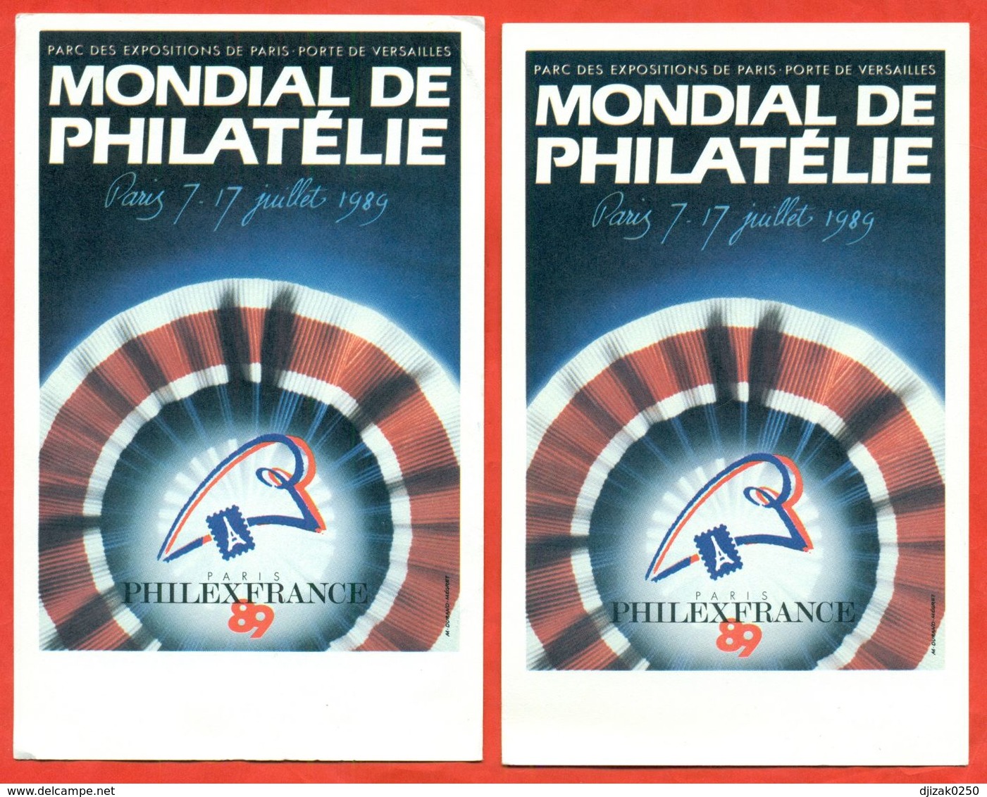 France 1989.Two Postcards From The Exhibition. Passing Mail - One Inside The Country, The Second International. - Documents Of Postal Services