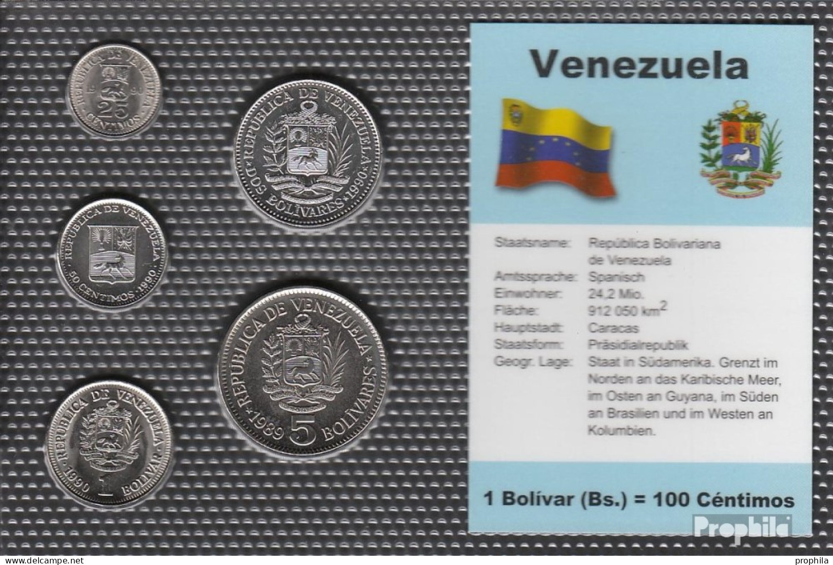 Venezuela Stgl./unzirkuliert Kursmünzen Stgl./unzirkuliert 1989-1990 25 Centimos Bis 5 Bolivar - Venezuela