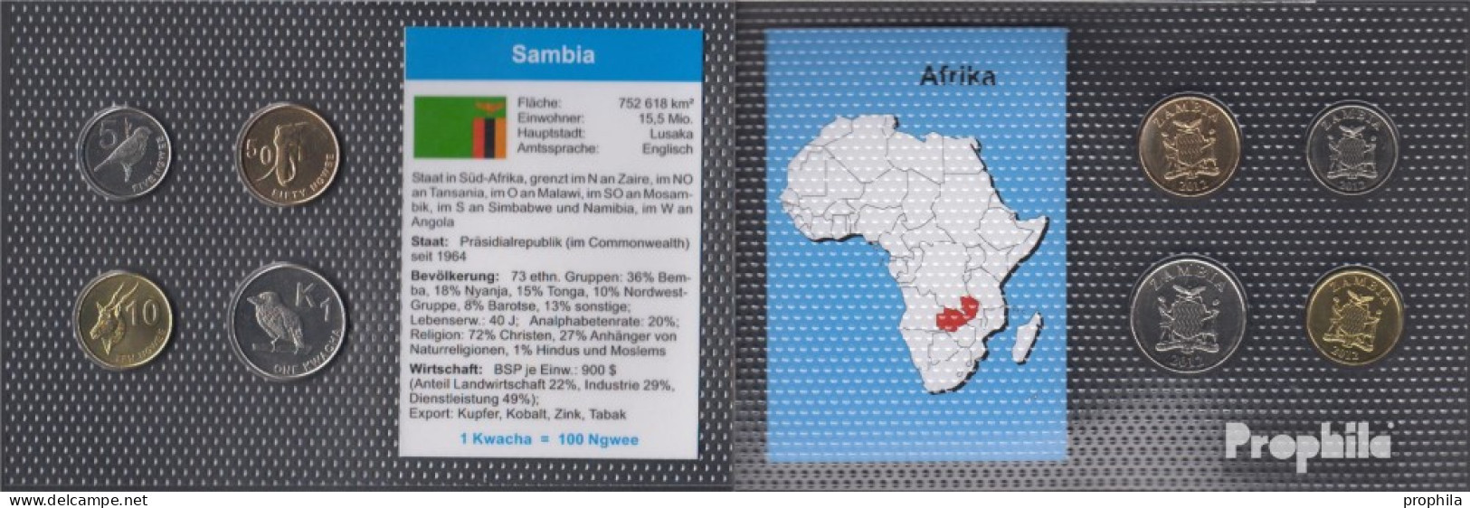 Sambia 2012 Stgl./unzirkuliert Kursmünzen Stgl./unzirkuliert 2012 5 Ngwee Bis 1 Kwacha - Zambia