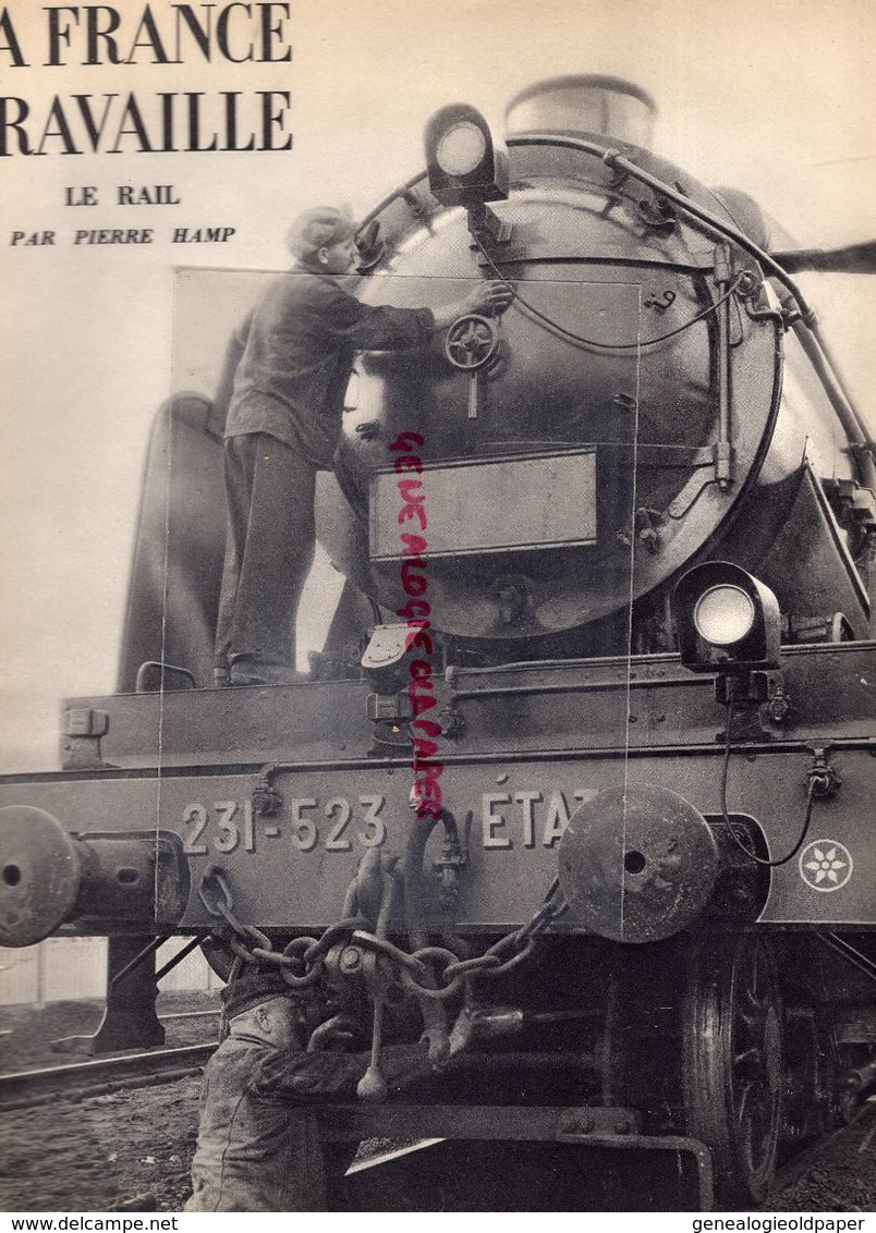 CHEMIN DE FER- RARE REVUE LA FRANCE TRAVAILLE -LE RAIL-PIERRE HAMP-BARENTIN ROUEN-PARIS-EIFFEL-GARE NOYON-LONGUEAU-LENS - Chemin De Fer & Tramway