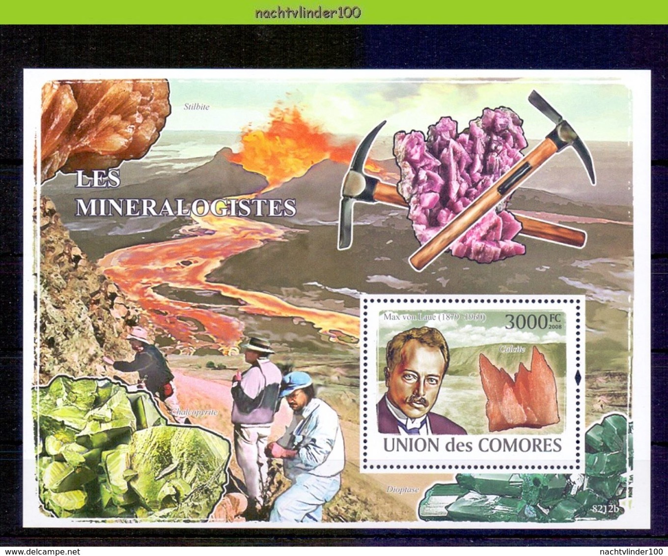 Nep002 MINERALEN VULKAAN GEMSTONES MINERALOGIST Max Von Laue FULCAN MINERALIEN UND GESTEINE MINÉRAUX COMORES 2009 PF/MNH - Mineralen