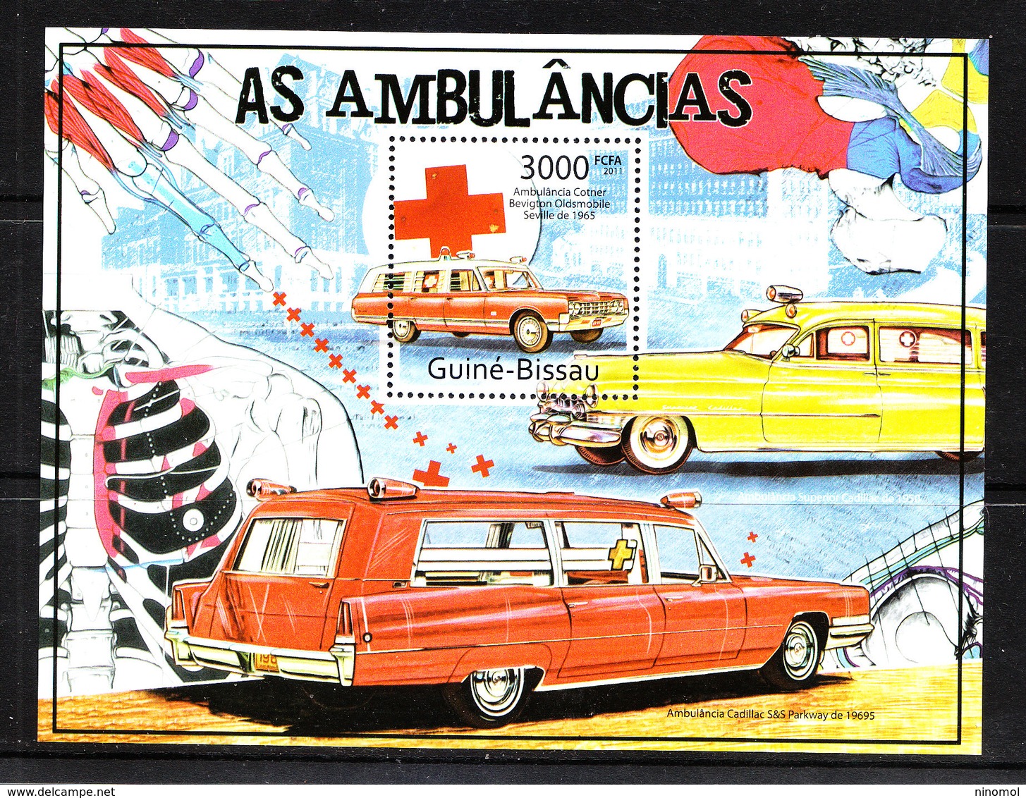 Guinea Bissau   -  2011. Croce Rossa, Ambulanza. Red Cross, Ambulance.  MNH Sheet - Croce Rossa