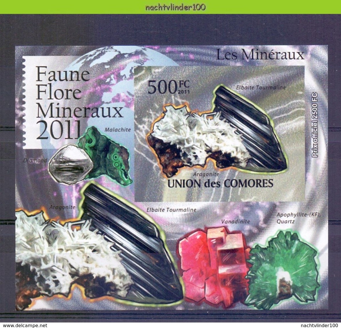 Nep006b  5 Einzelblocks MINERALEN GEMSTONES MINERALIEN UND GESTEINE MINÉRAUX COMORES 2011 PF/MNH - Mineralen