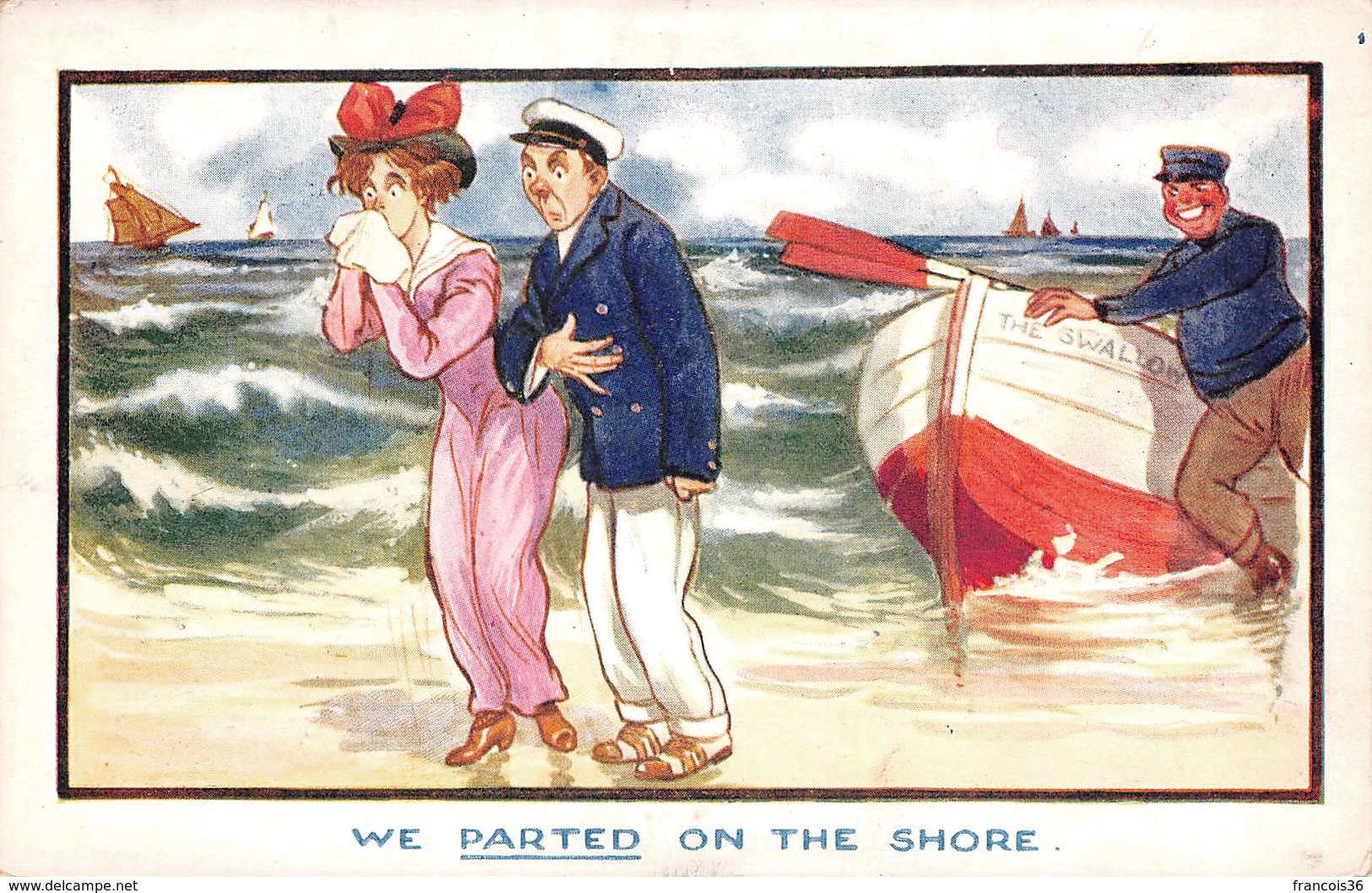 Illustration - We Parted On The Shore - Sea Waves Boat Couple - Mer Vagues Bateau Barque - 1900-1949