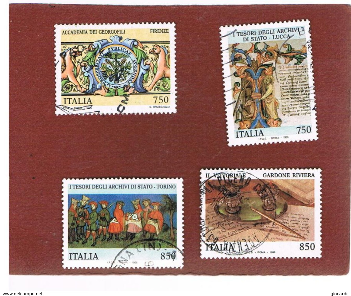 ITALIA REPUBBLICA  - UNIF. 2232.2235 -   1996  TESORI MUSEI E ARCHIVI ITALIANI    -            USATO - 1991-00: Usati