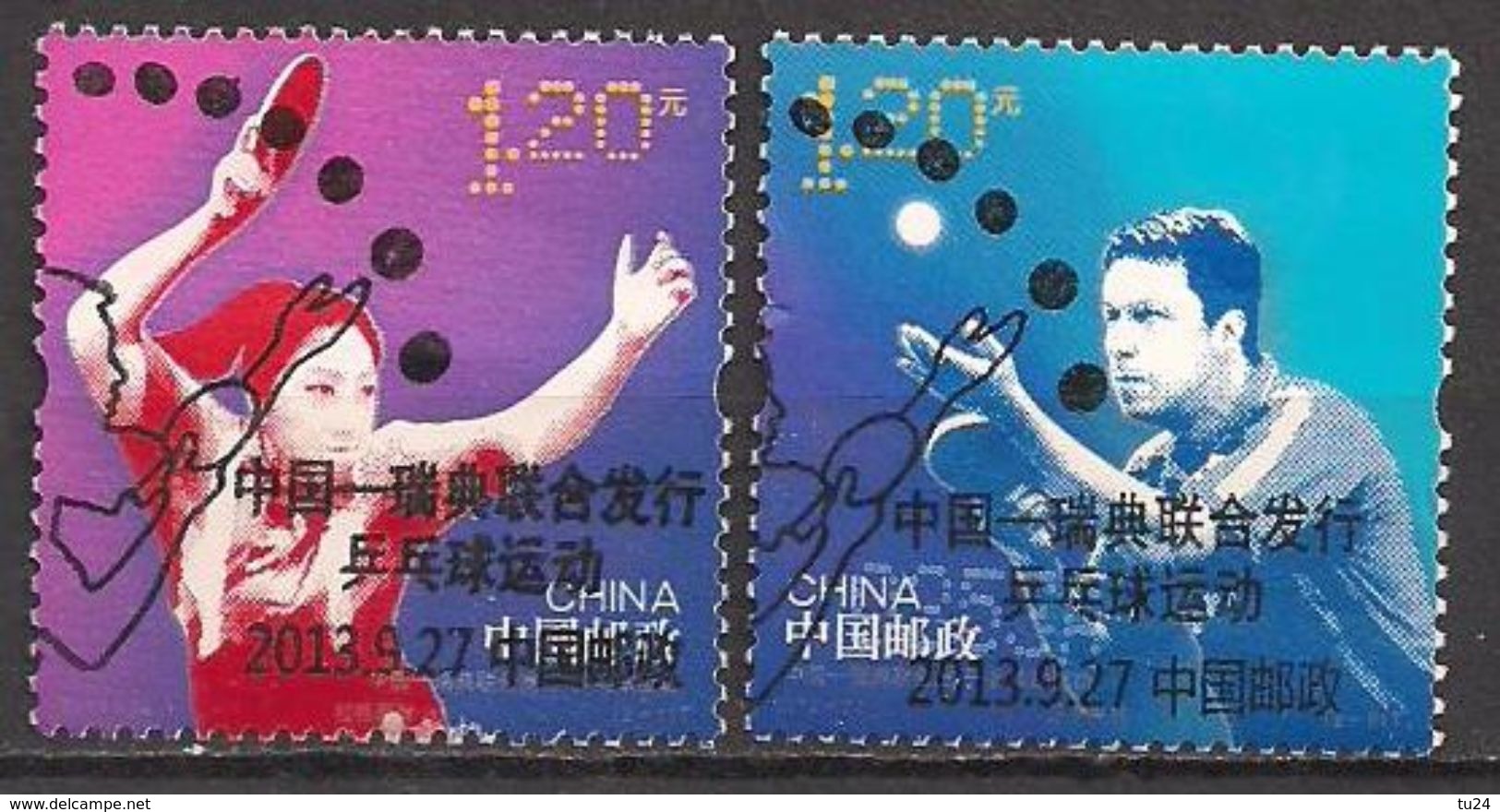 China  (2013)  Mi.Nr.  4525 + 4526  Gest. / Used  (9ev06) Table Tennis - Oblitérés