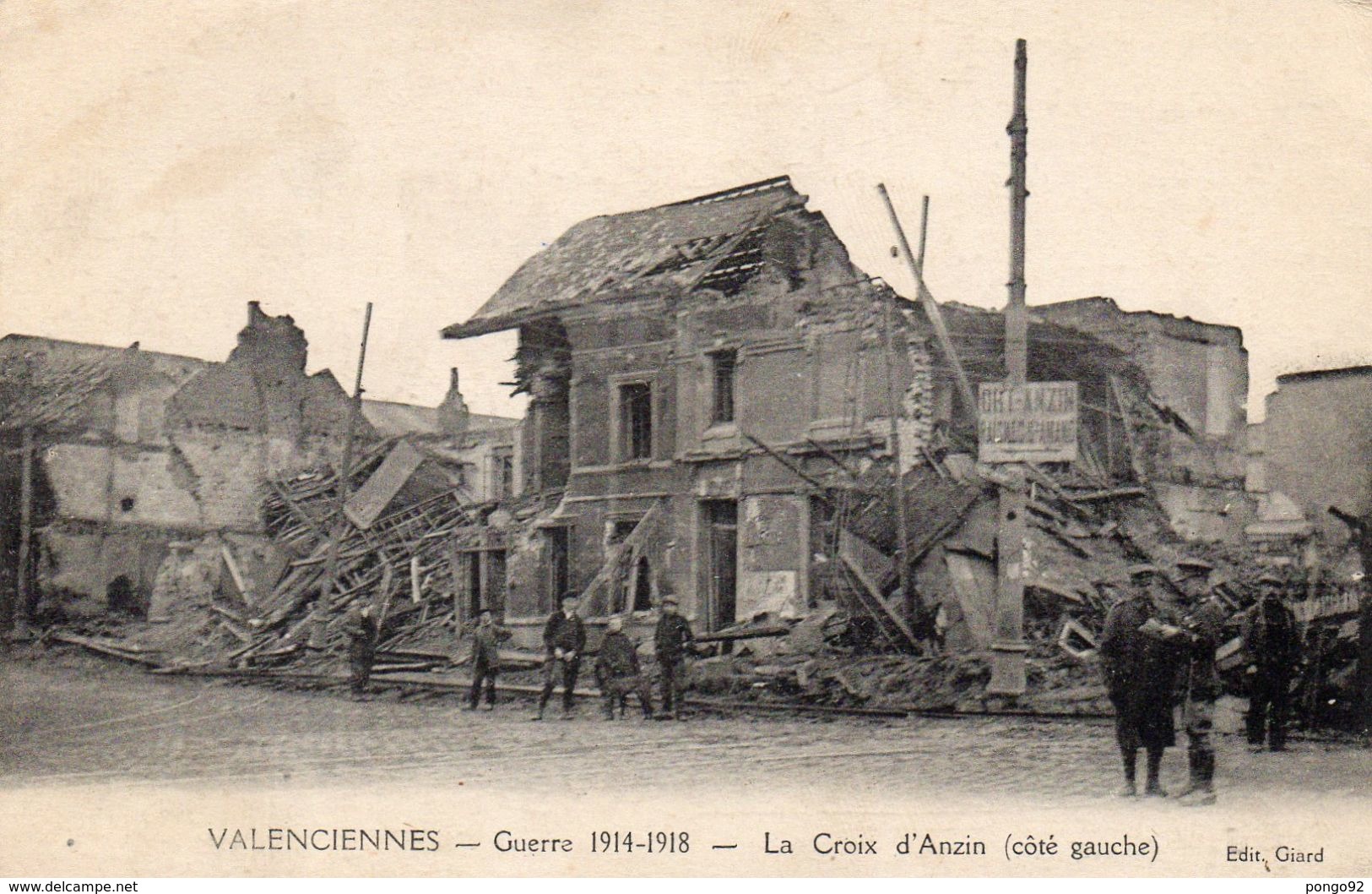 Cpa VALENCIENNES, La Croix D'anzin, Côté Gauche, Maisons En Ruines (53.48) - Guerre 1914-18