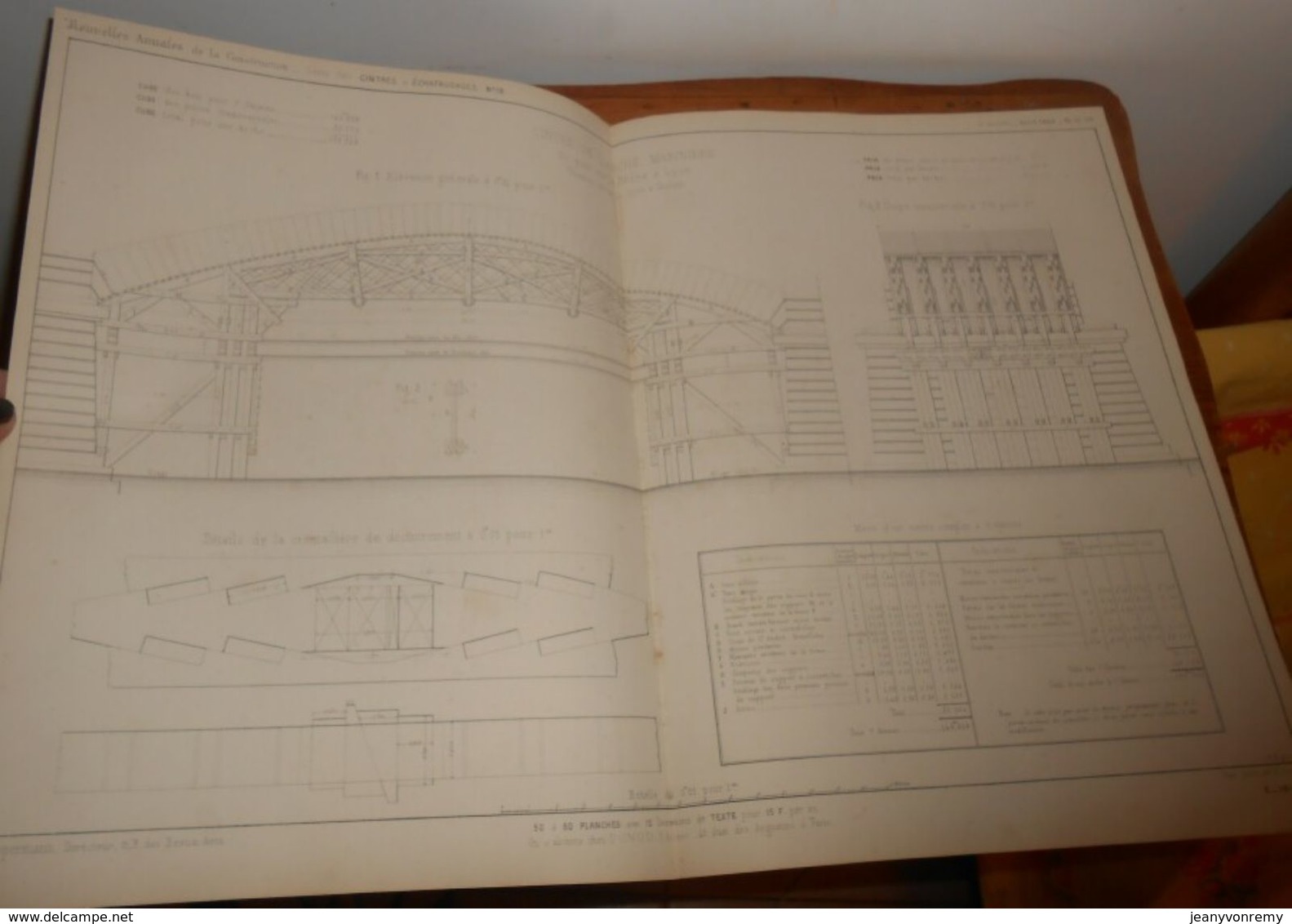 Plan Du Cintre De L'arche Marinière Du Pont  Sur Le Rhône à Lyon. Chemin De Fer De Lyon à Genève 1860 - Public Works