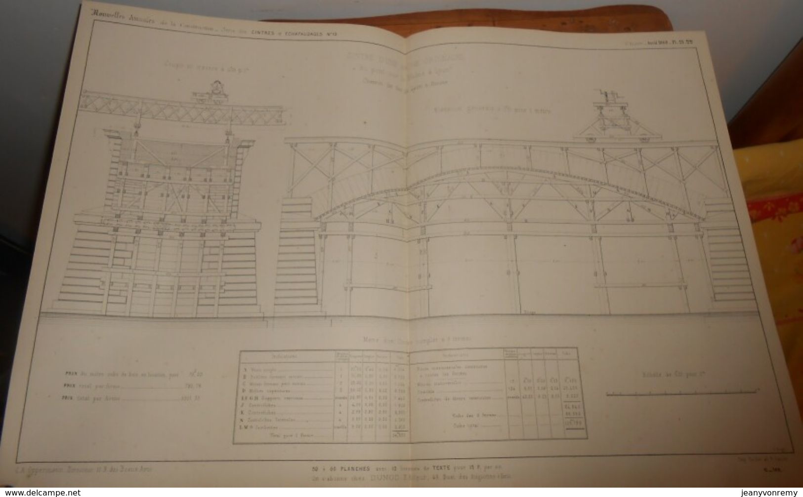 Plan Du Cintre D'une Arche Ordinaire Du Pont Sur Le Rhône à Lyon. Chemin De Fer De Lyon à Genève 1860 - Arbeitsbeschaffung