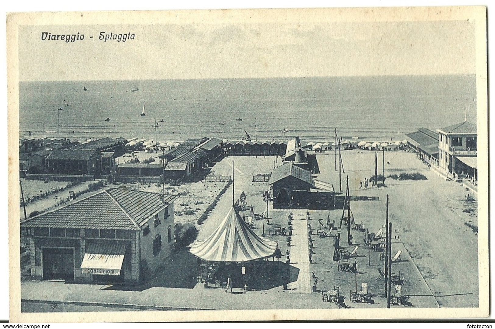 Viareggio - Spiaggia - 1931 - Stabilimento, Tendone, Bar -  "Confezioni Di Stefano"? - Viareggio