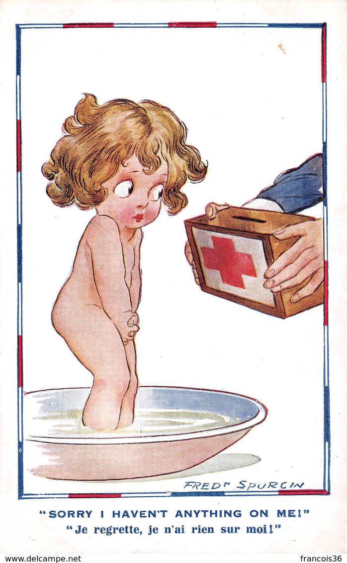 Illustration Small Girl Bathing Nude - Petite Fille Baignade Nu Nue Croix Rouge - Illustrator Illustrateur Fred Spurgin - Spurgin, Fred