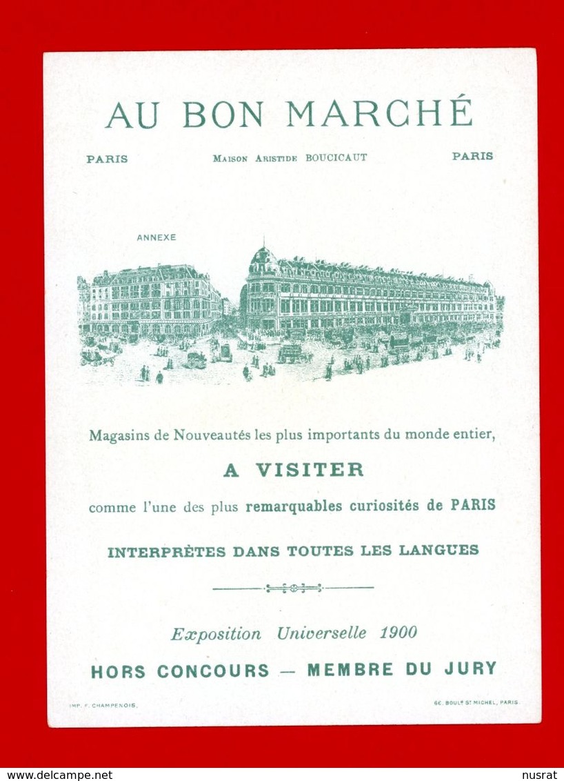 Au Bon Marché, Chromo Grand Format Lith. Champenois CH-11, Luigi Loir, Vues De Paris, La Tour St Jacques - Au Bon Marché