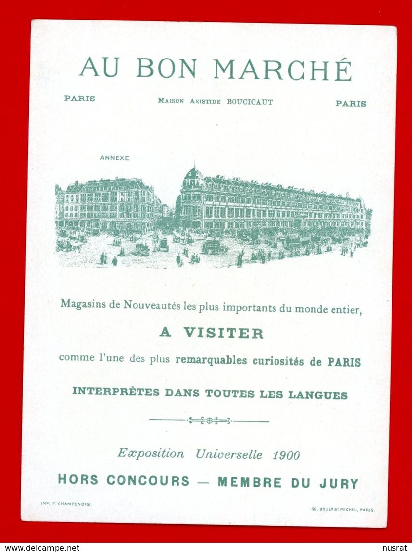 Au Bon Marché, Chromo Grand Format Lith. Champenois CH-11, Luigi Loir, Vues De Paris, Palais De Justice - Au Bon Marché