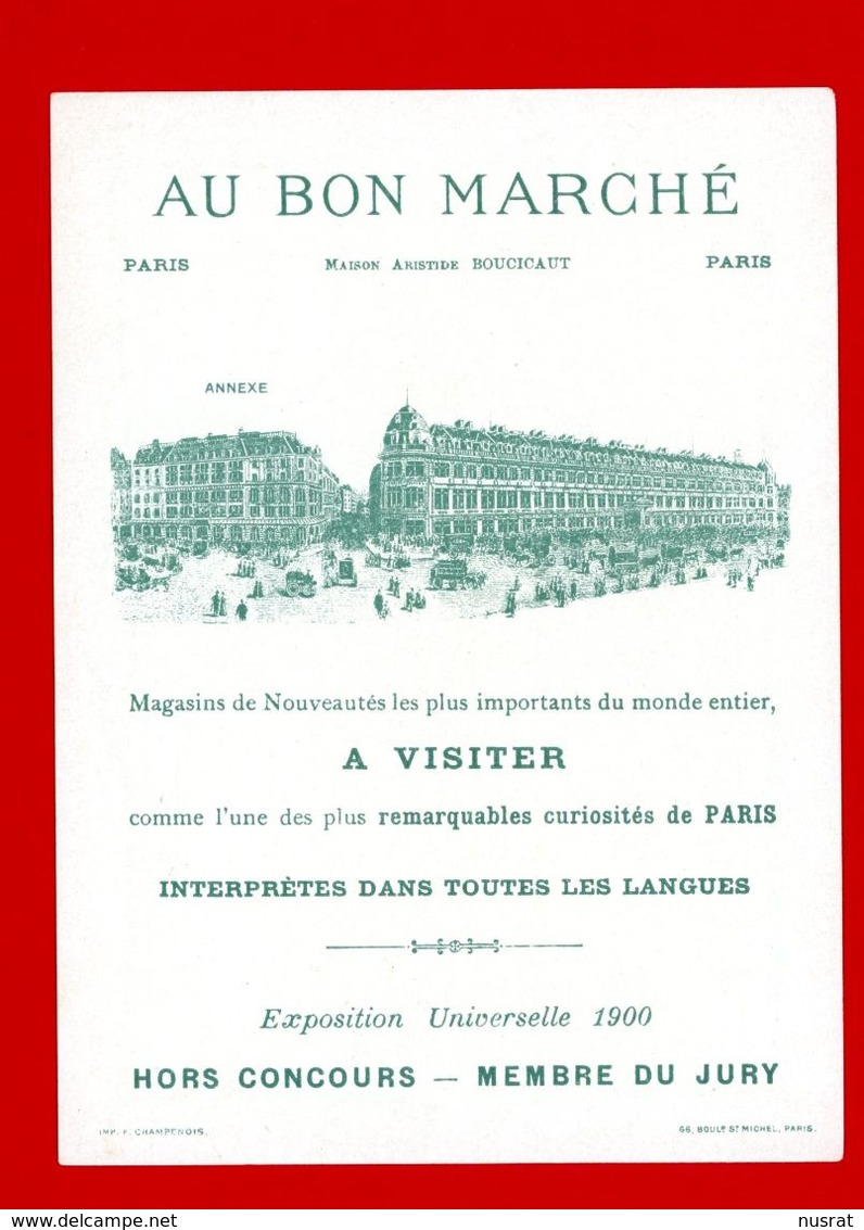 Au Bon Marché, Chromo Grand Format Lith. Champenois CH-11, Luigi Loir, Vues De Paris, Halles St Eustache - Au Bon Marché