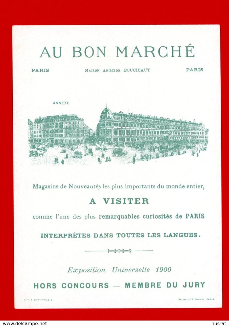 Au Bon Marché, Chromo Grand Format Lith. Champenois CH-11, Luigi Loir, Vues De Paris, Place De La République - Au Bon Marché