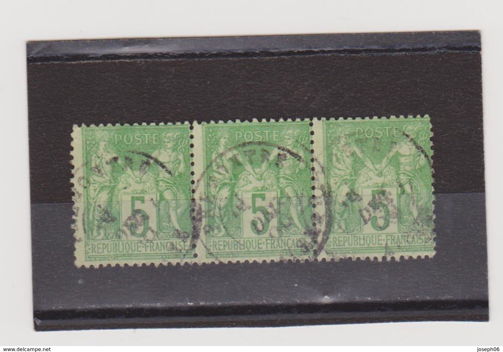 FRANCE   1898-1900  Y.T. N° 102  Vert-jaune  Oblitéré - 1898-1900 Sage (Type III)