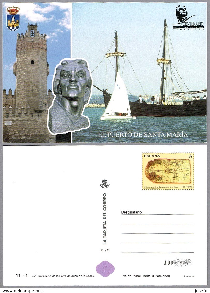 500 AÑOS DE LA CARTA DE JUAN DE LA COSA. Tarjeta Entero Postal - Geografía