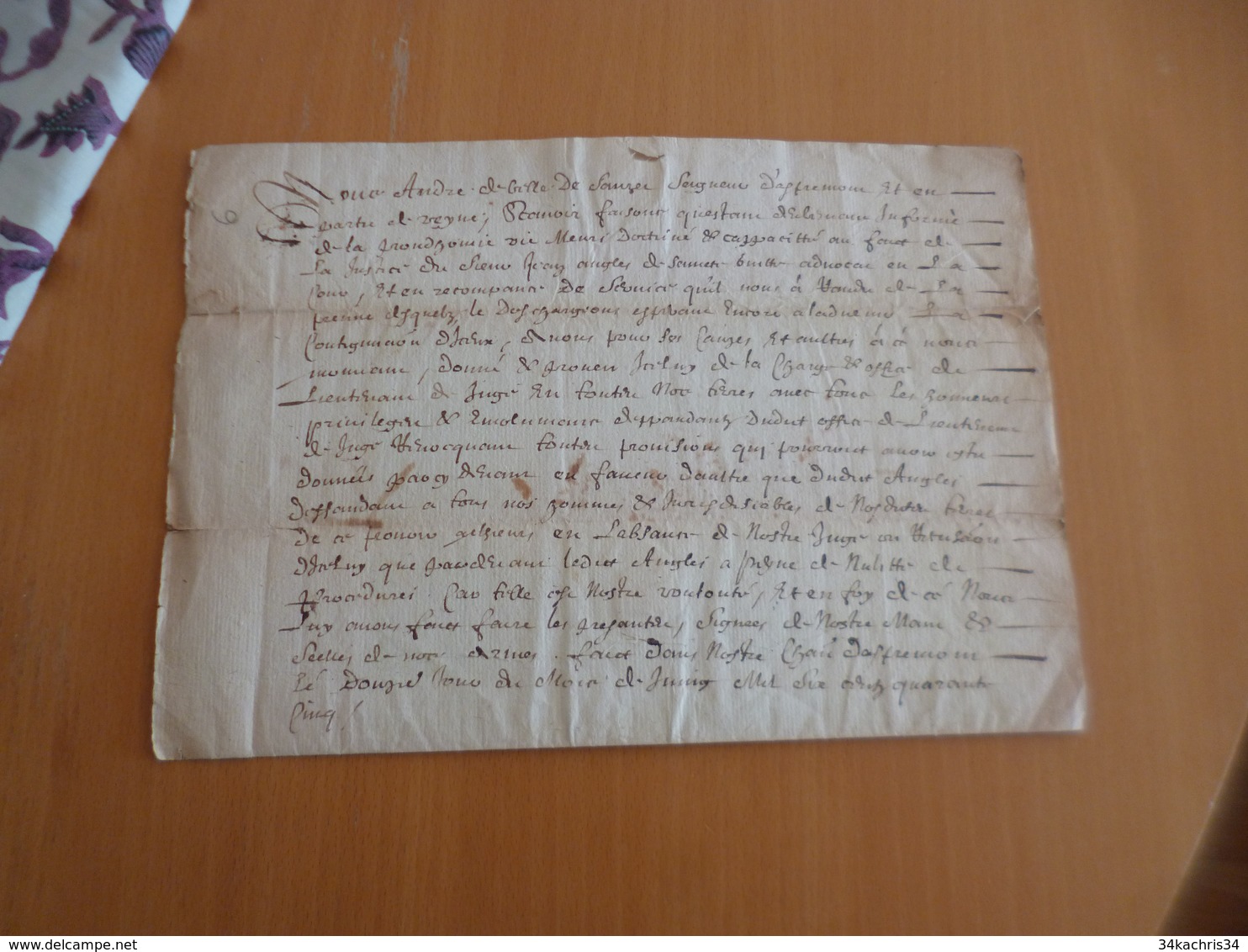 Manuscrit Papier 12/06/1645 André Gilles De Sauzet Seigneur D'Aspremont Veyne Reconnaissance Angles Basses Alpes - Manuscritos