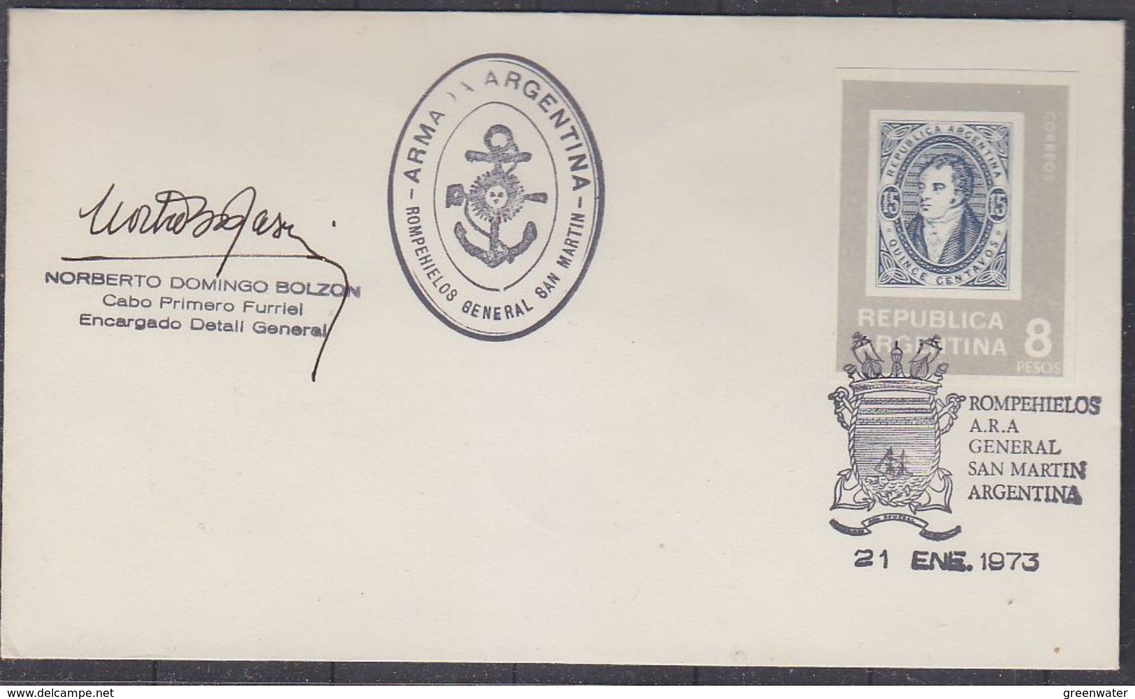 Argentina 1973 Ship General San Martin Cover  Signature (37419) - Poolshepen & Ijsbrekers