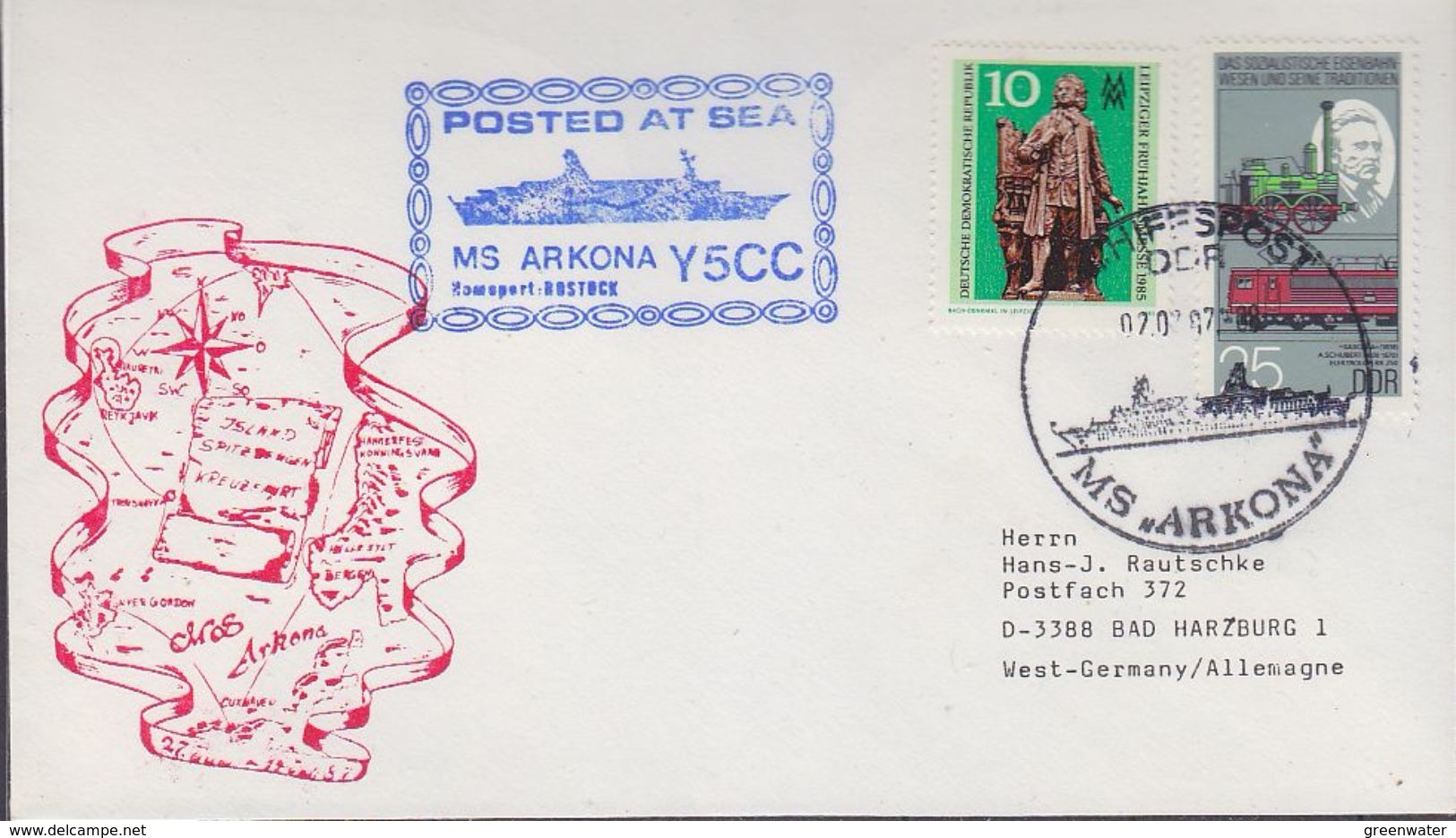 DDR 1988 MS Arkona Cover (37420) - Polar Ships & Icebreakers