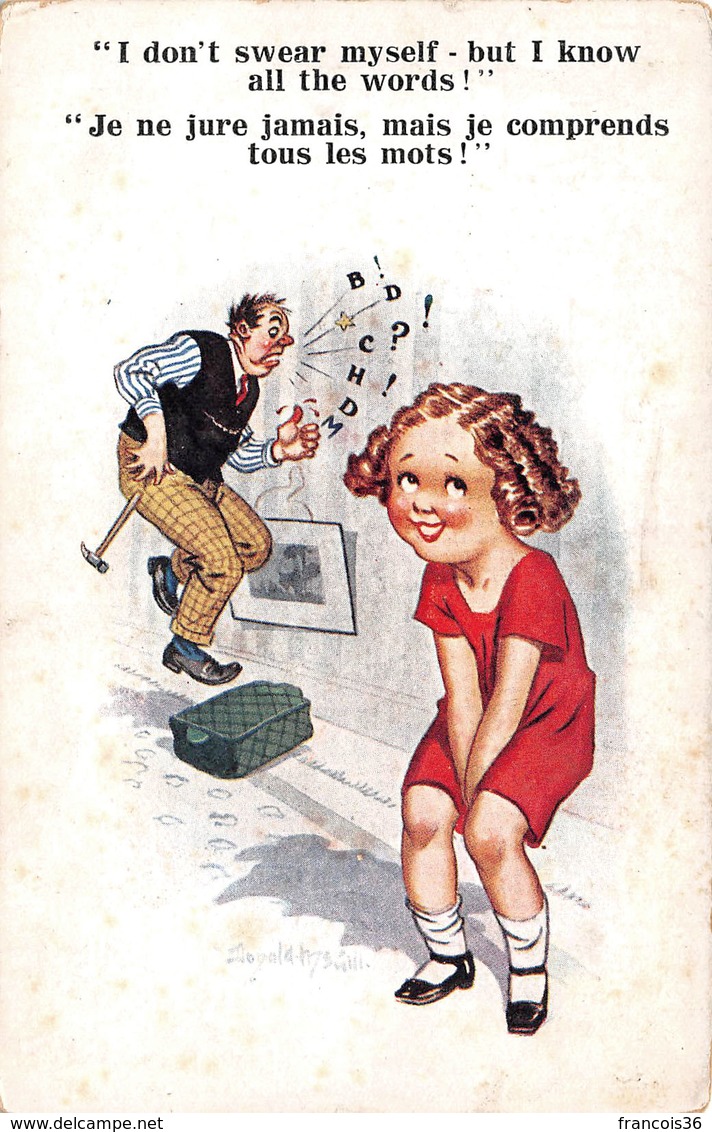 Illustration Comic Comique - I Don't Swear But I Know All Words - Petite Fille Père Jure - Illustrator Donald Mc Gill - Mc Gill, Donald