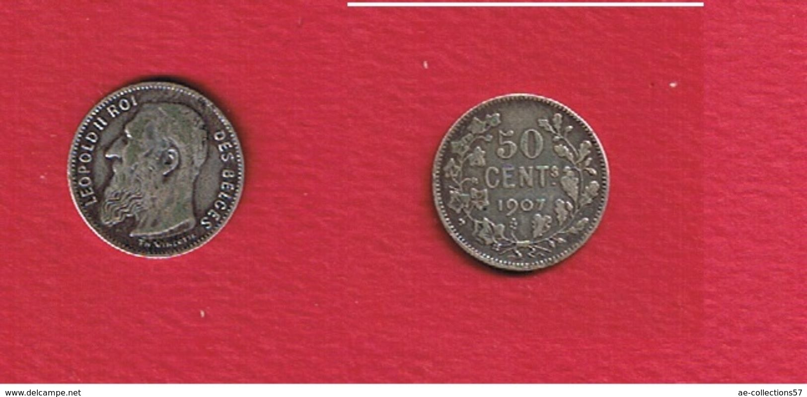 Belgique  --  50 Centimes 1907 -  Km 61.1  --  état TB+ - 50 Centimes