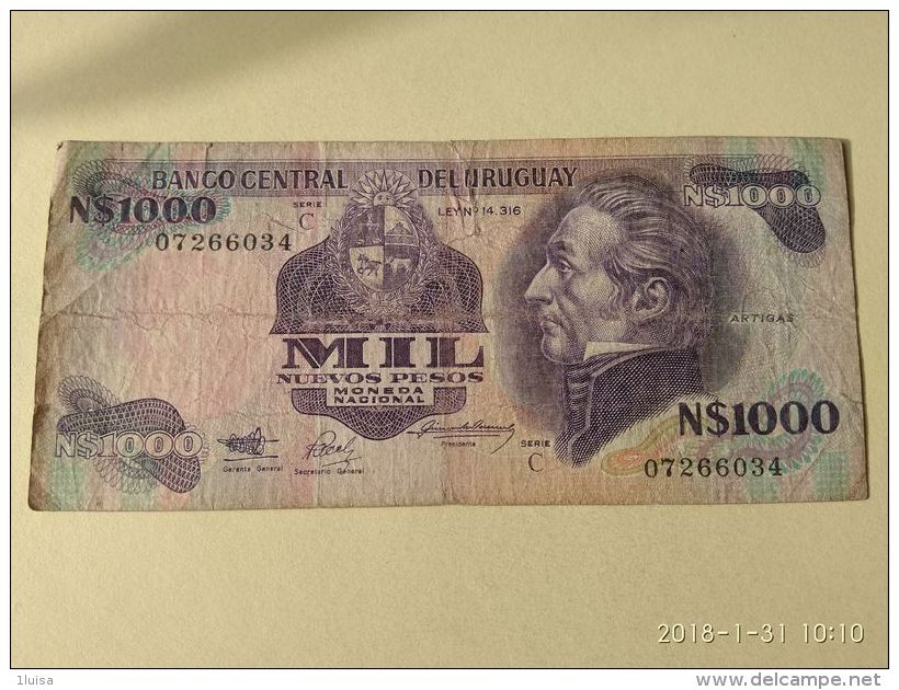 1000 Pesos 1991 - Uruguay