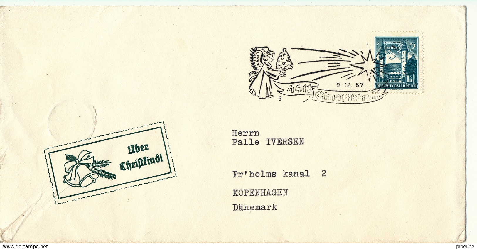 Austria ChristKindl Cover Sent To Denmark 9-12-1967 - Lettres & Documents